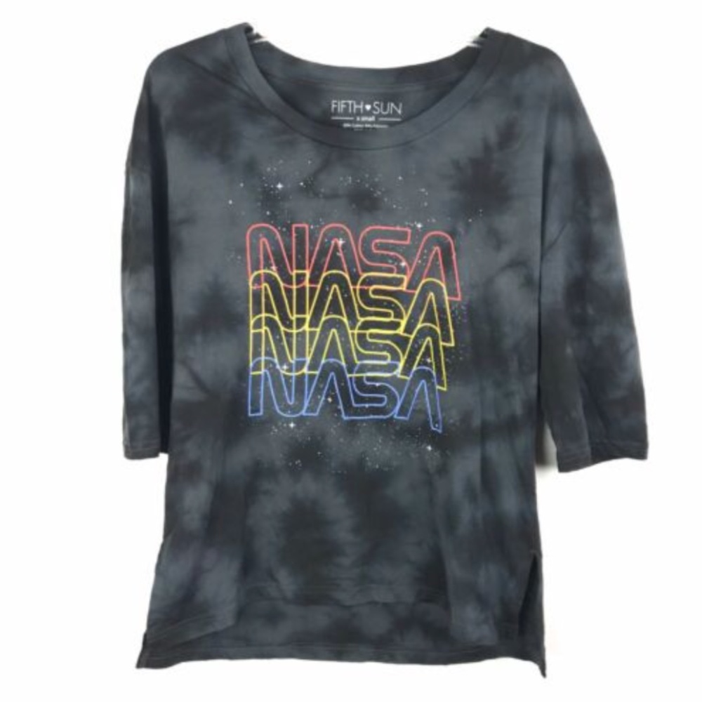 Fifth Sun NASA Print 3/4 Sleeve Casual Shirt Top